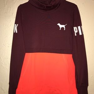 PINK Half Maroon, Half Orange Top